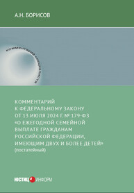 Комментарий к Федеральному закону от 13 июля 2024 г. № 179-ФЗ «О ежегодной семейной выплате гражданам Российской Федерации, имеющим двух и более детей» (постатейный) Борисов А. Н.